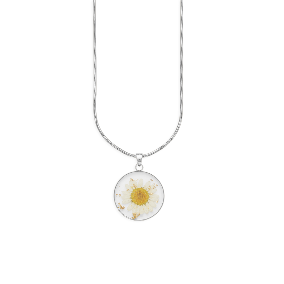 Pressed Birth Flower Necklace in 925 sterling silver