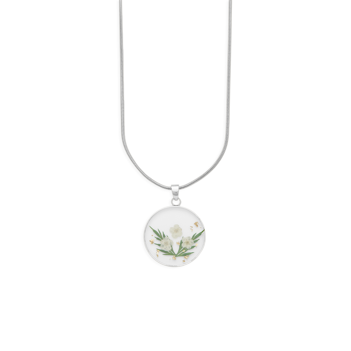Pressed Birth Flower Necklace in 925 sterling silver