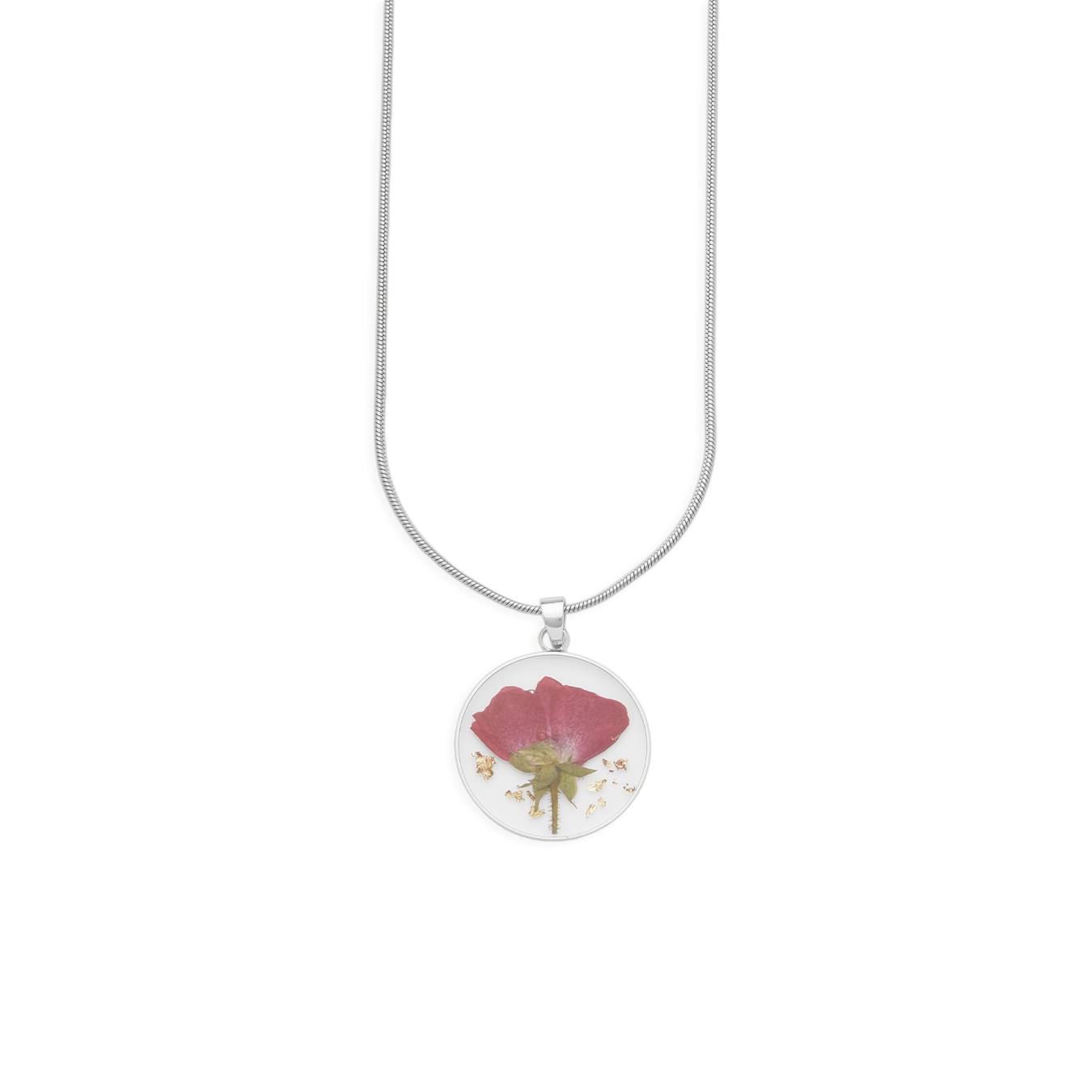 Pressed Birth Flower Necklace in 925 sterling silver