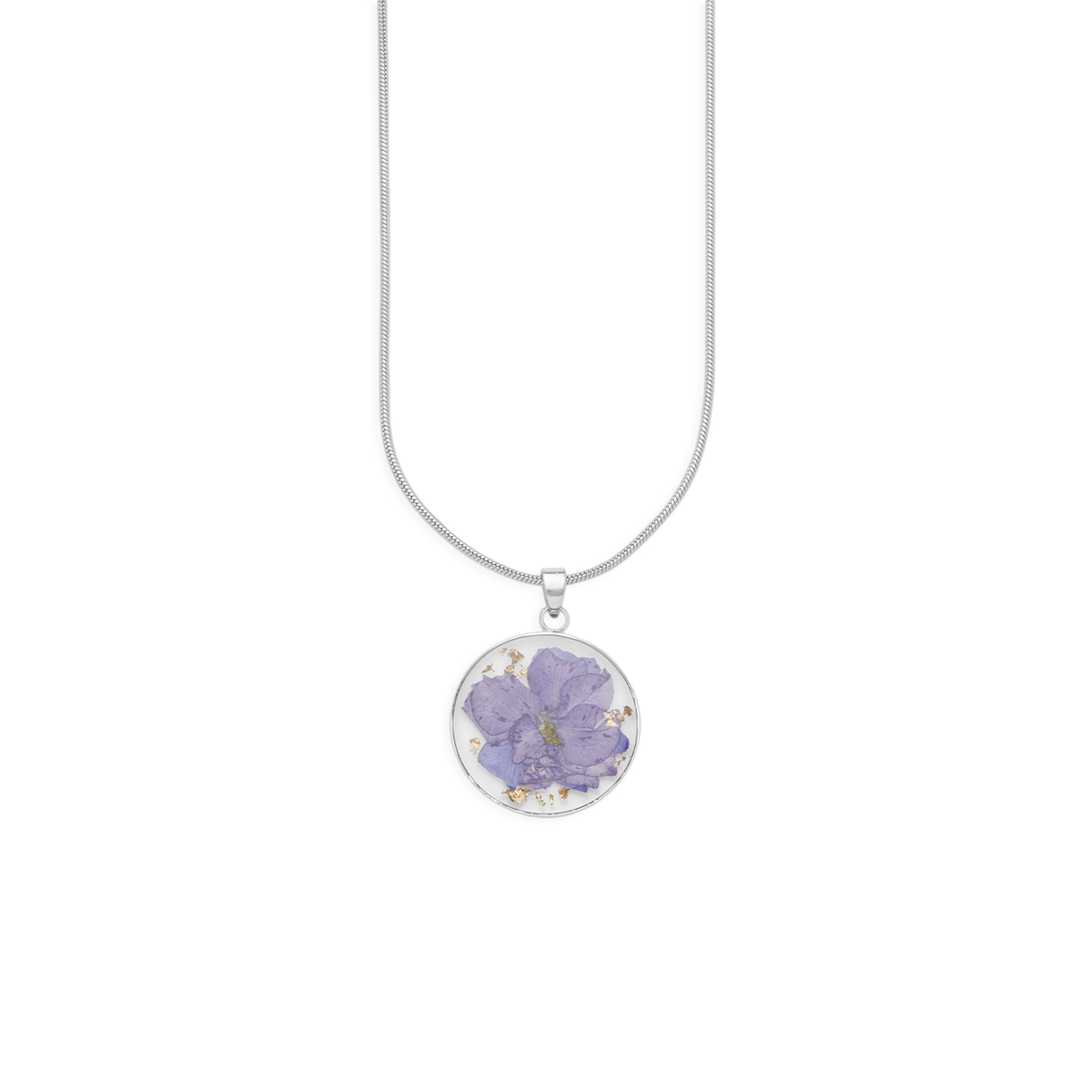 Pressed Birth Flower Necklace in 925 sterling silver