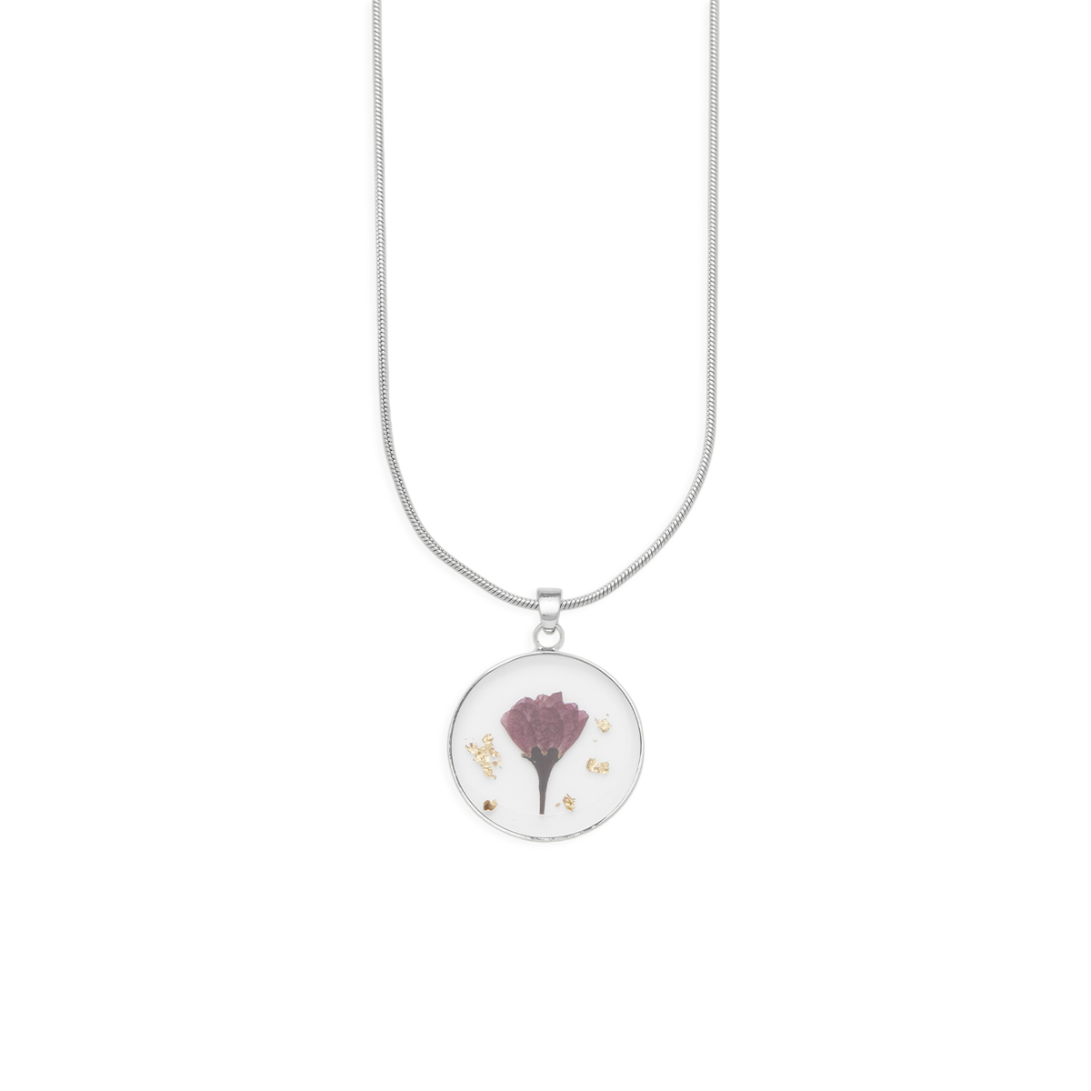 Pressed Birth Flower Necklace in 925 sterling silver