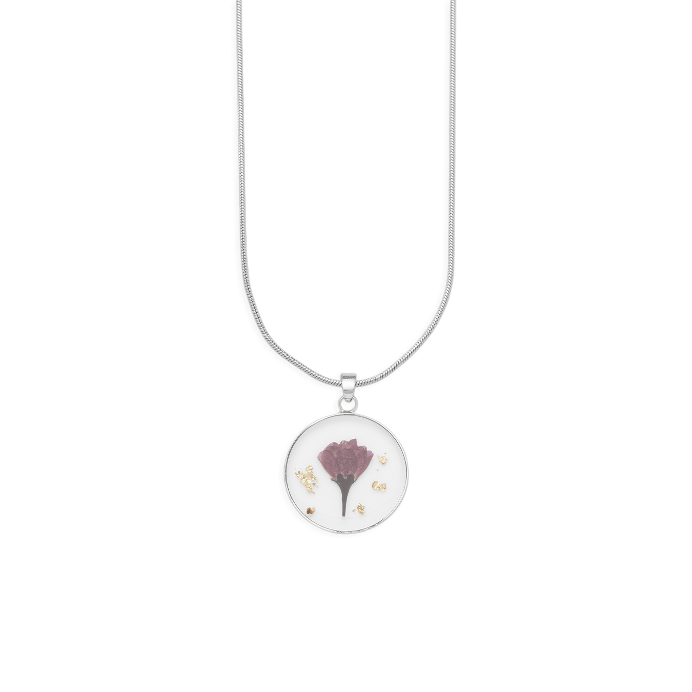 Pressed Birth Flower Necklace in 925 sterling silver