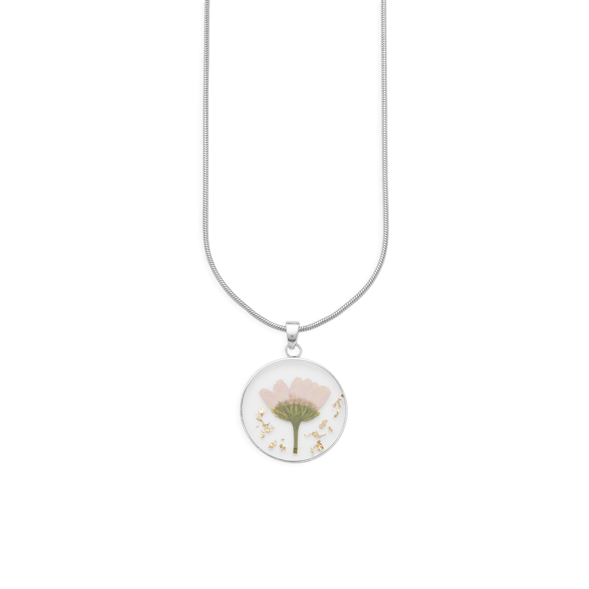 Pressed Birth Flower Necklace in 925 sterling silver