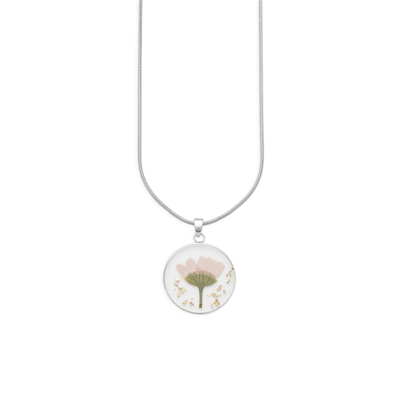 Pressed Birth Flower Necklace in 925 sterling silver