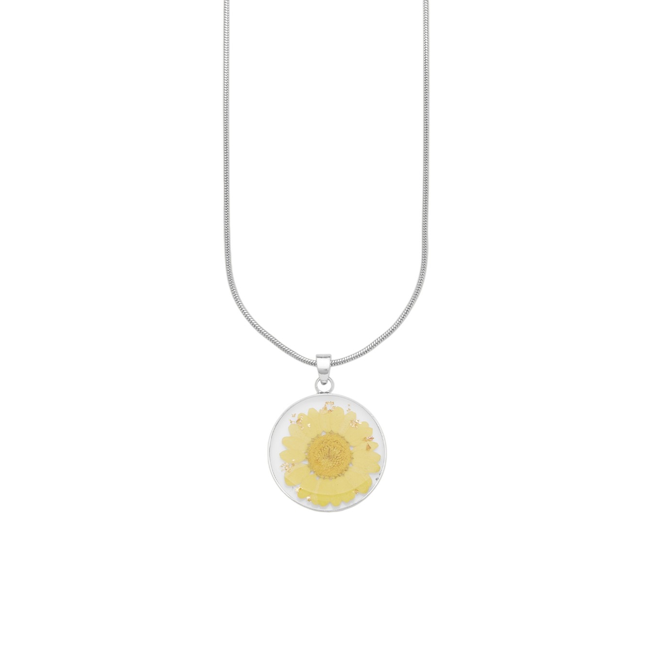 Pressed Birth Flower Necklace in 925 sterling silver
