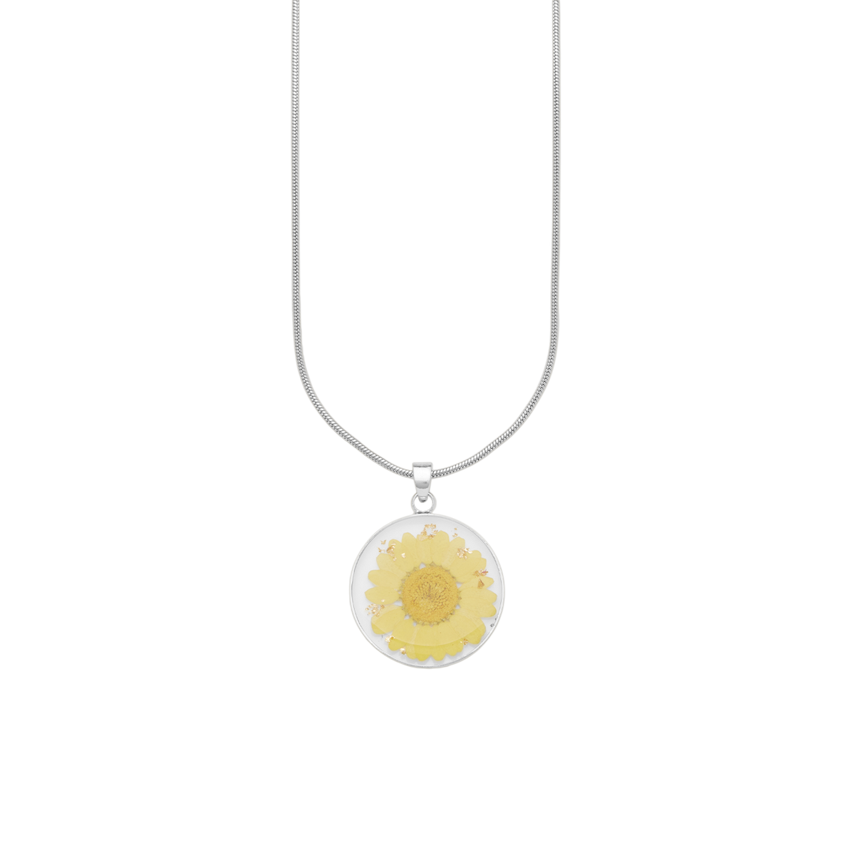 Pressed Birth Flower Necklace in 925 sterling silver