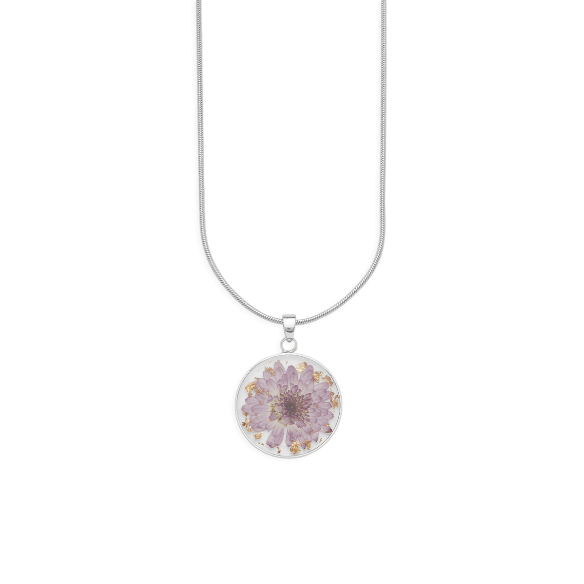 Pressed Birth Flower Necklace in 925 sterling silver