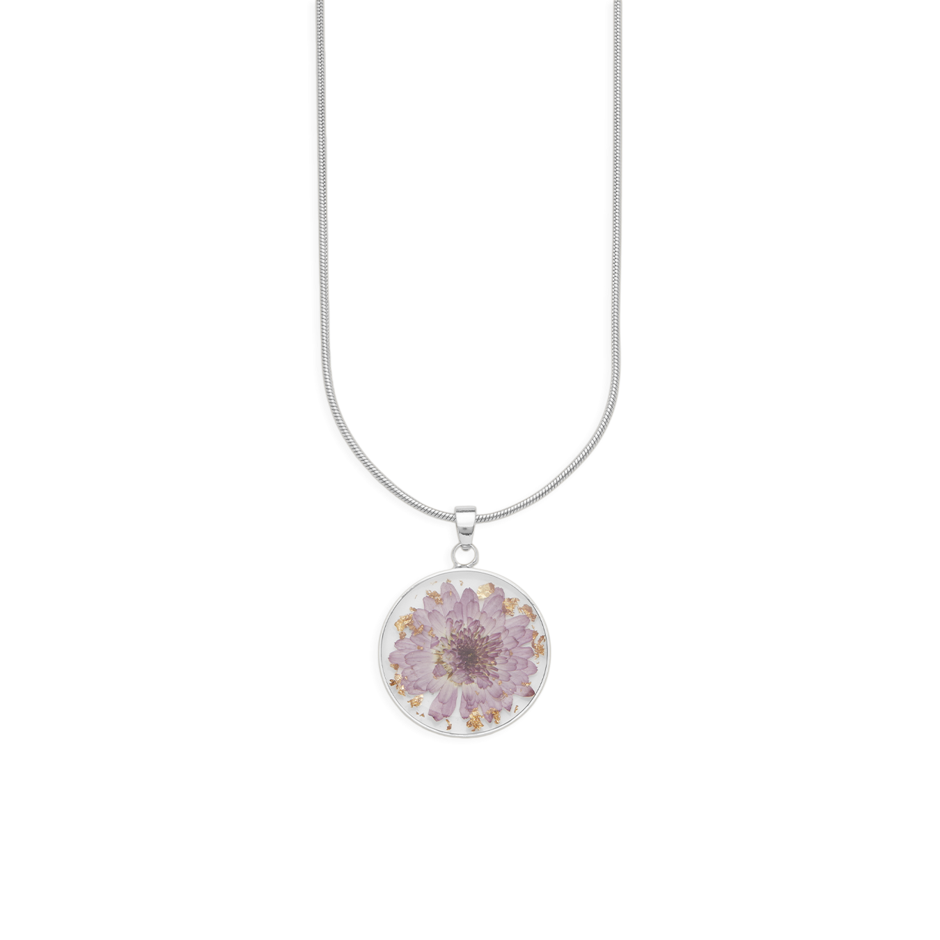 Pressed Birth Flower Necklace in 925 sterling silver