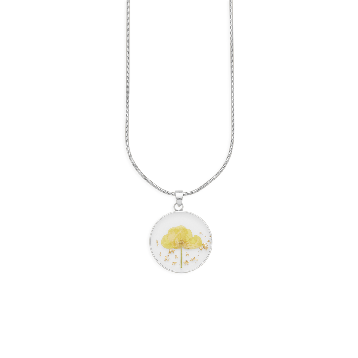 Pressed Birth Flower Necklace in 925 sterling silver