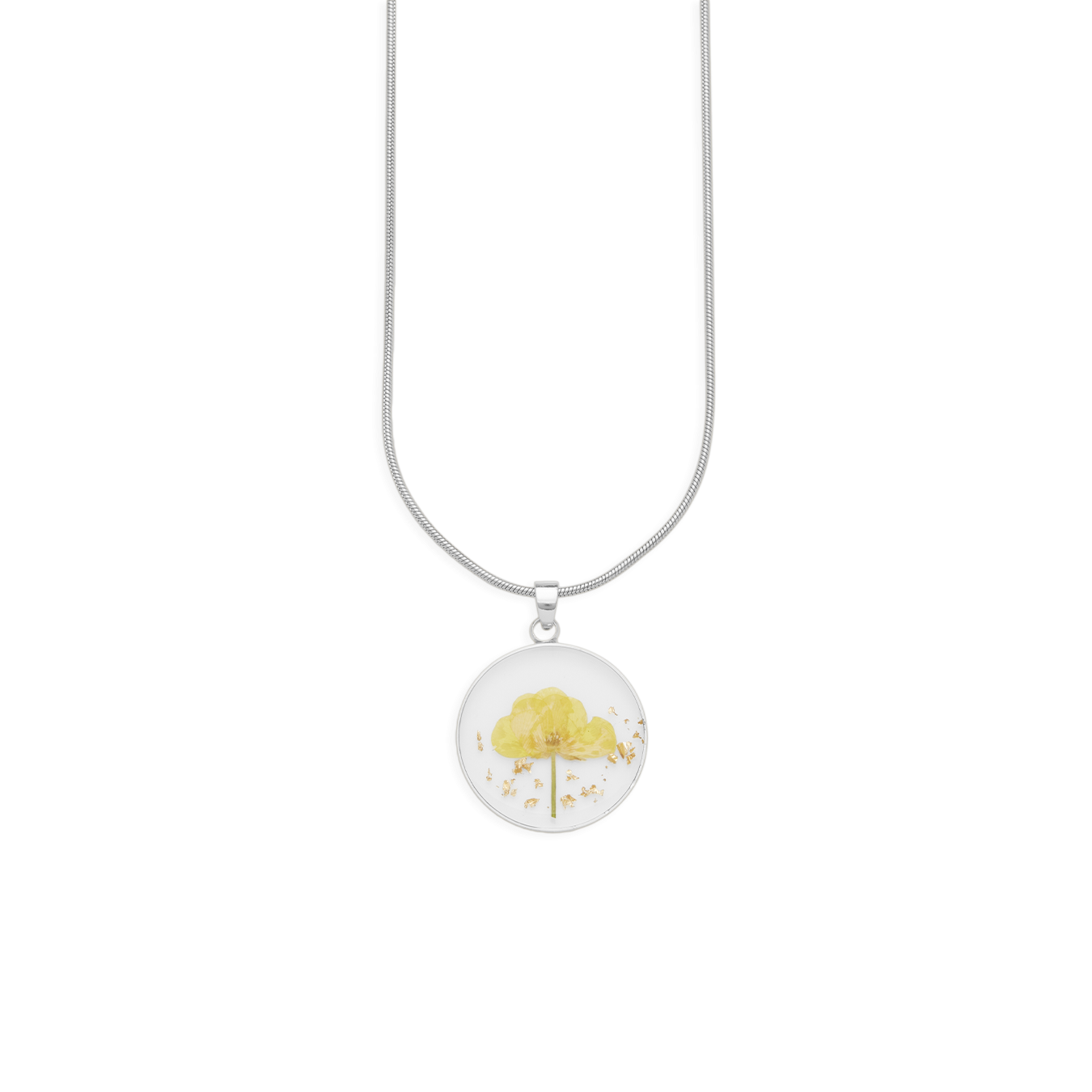 Pressed Birth Flower Necklace in 925 sterling silver