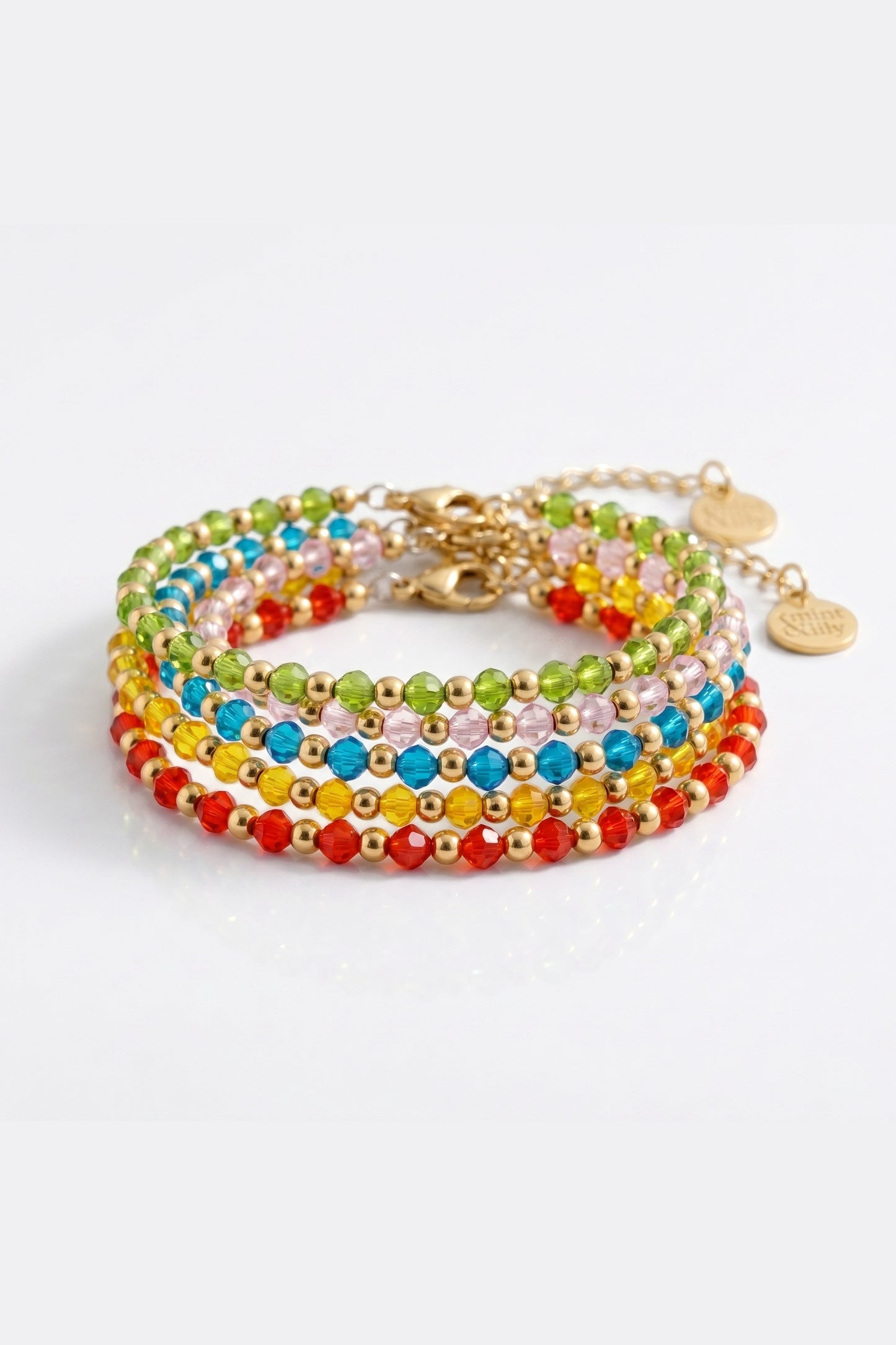 Geburtsstein- und Goldperlenarmband