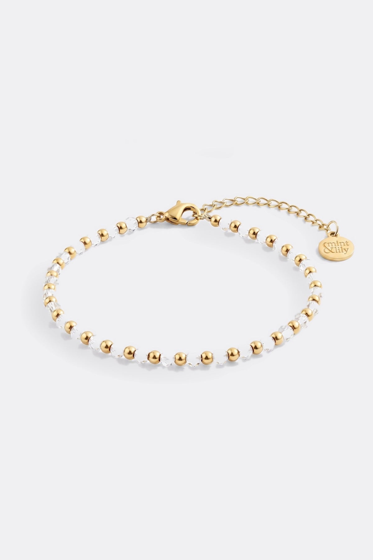 Geburtsstein- und Goldperlenarmband