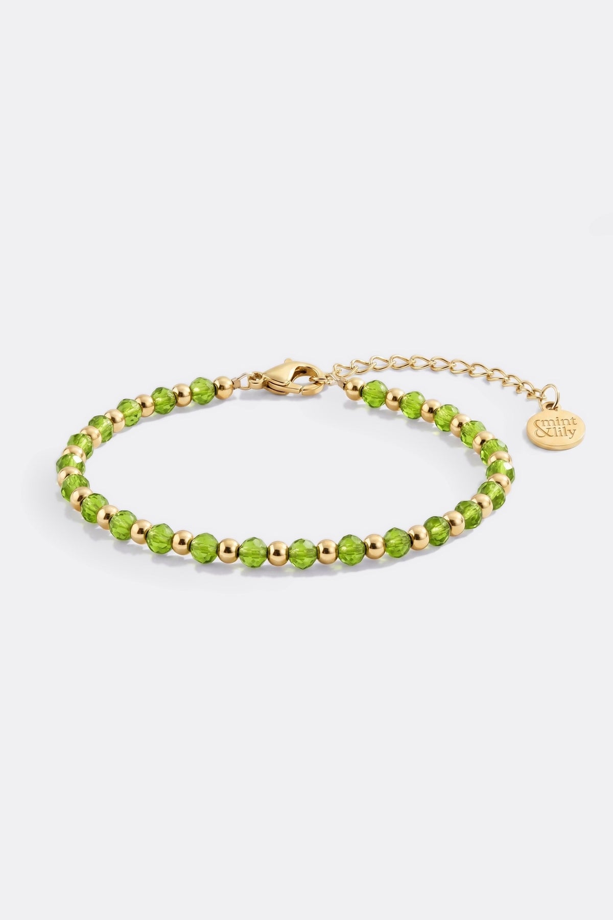 Geburtsstein- und Goldperlenarmband