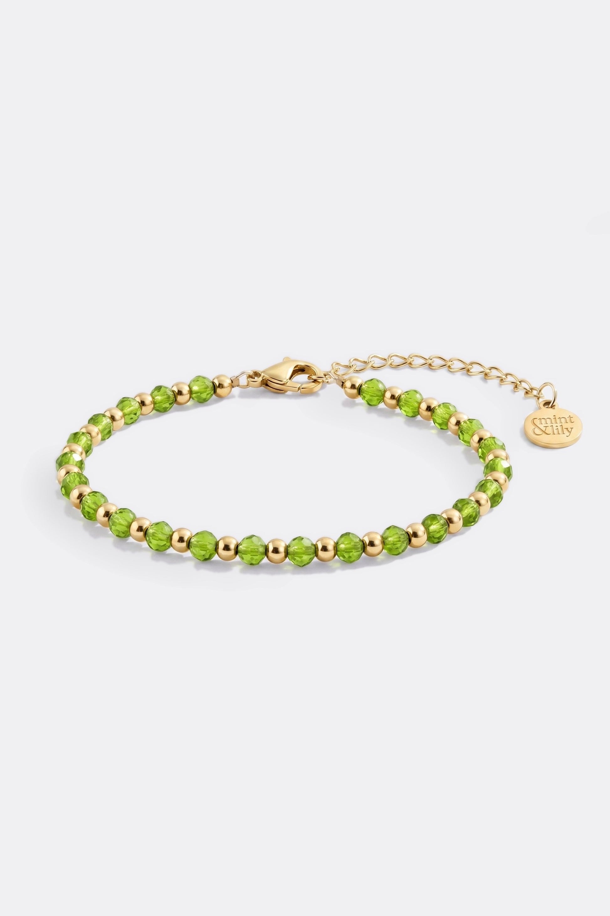 Geburtsstein- und Goldperlenarmband