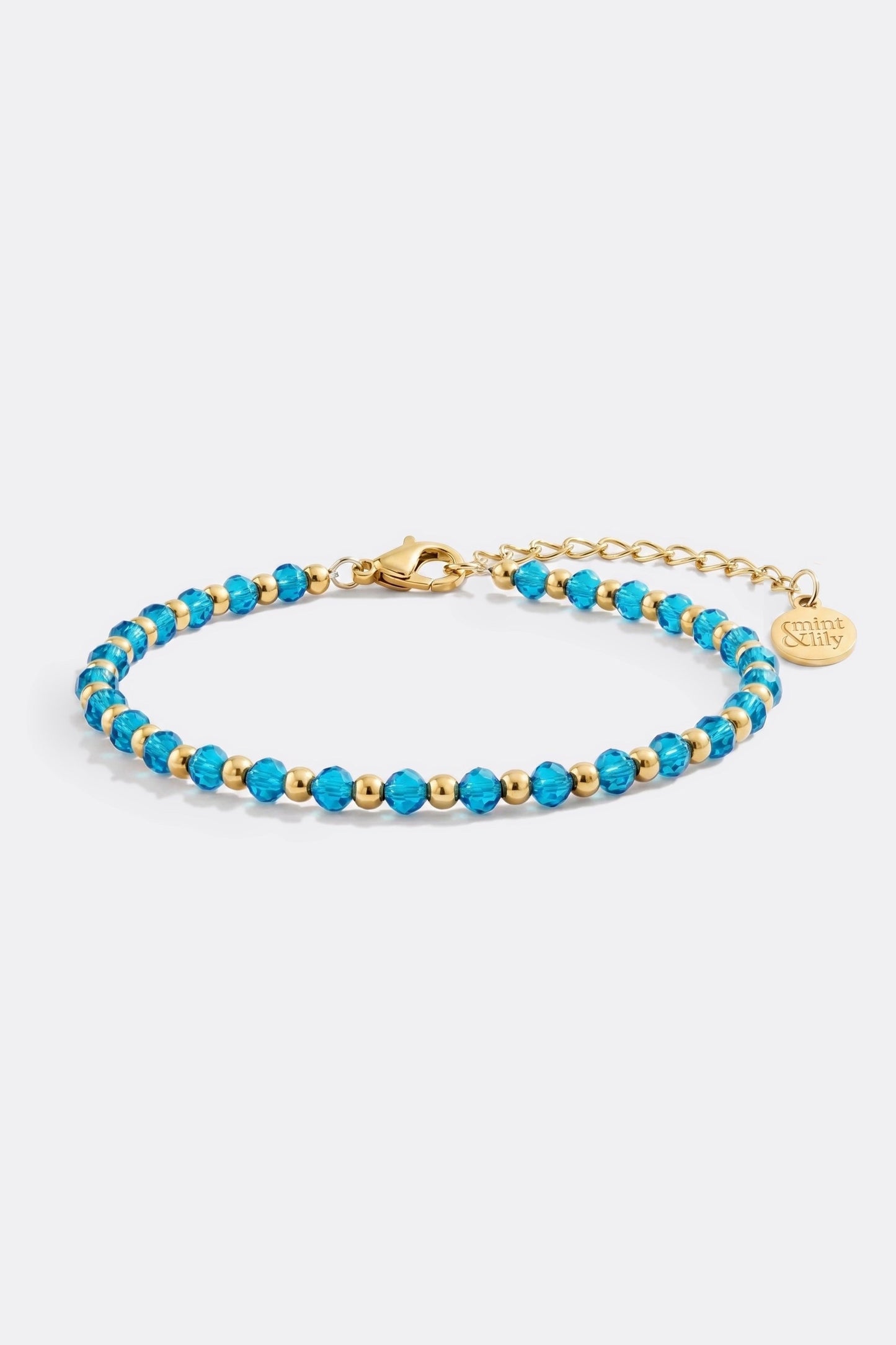 Geburtsstein- und Goldperlenarmband