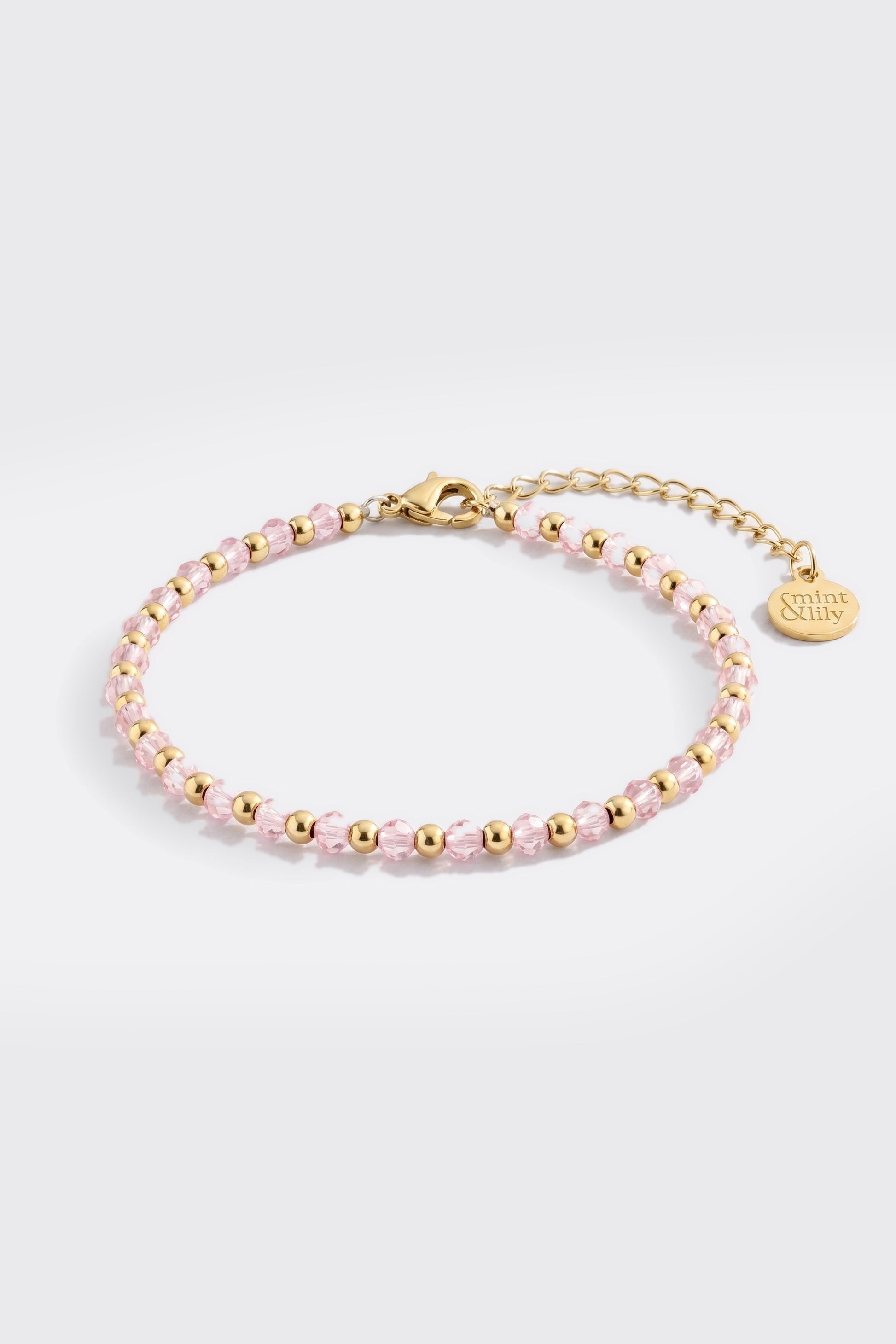 Geburtsstein- und Goldperlenarmband
