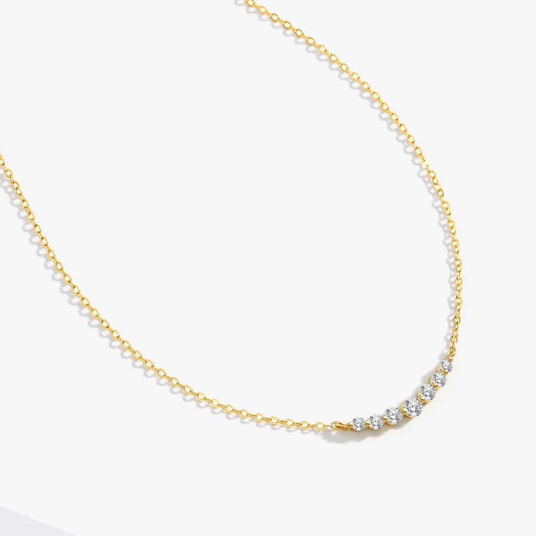 Birthstone Arc Necklace, flat lay detail