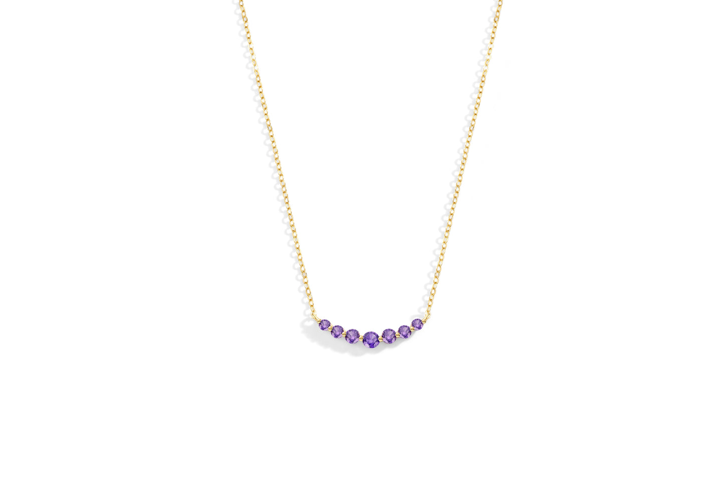 Birthstone Arc Necklace with February birthstone