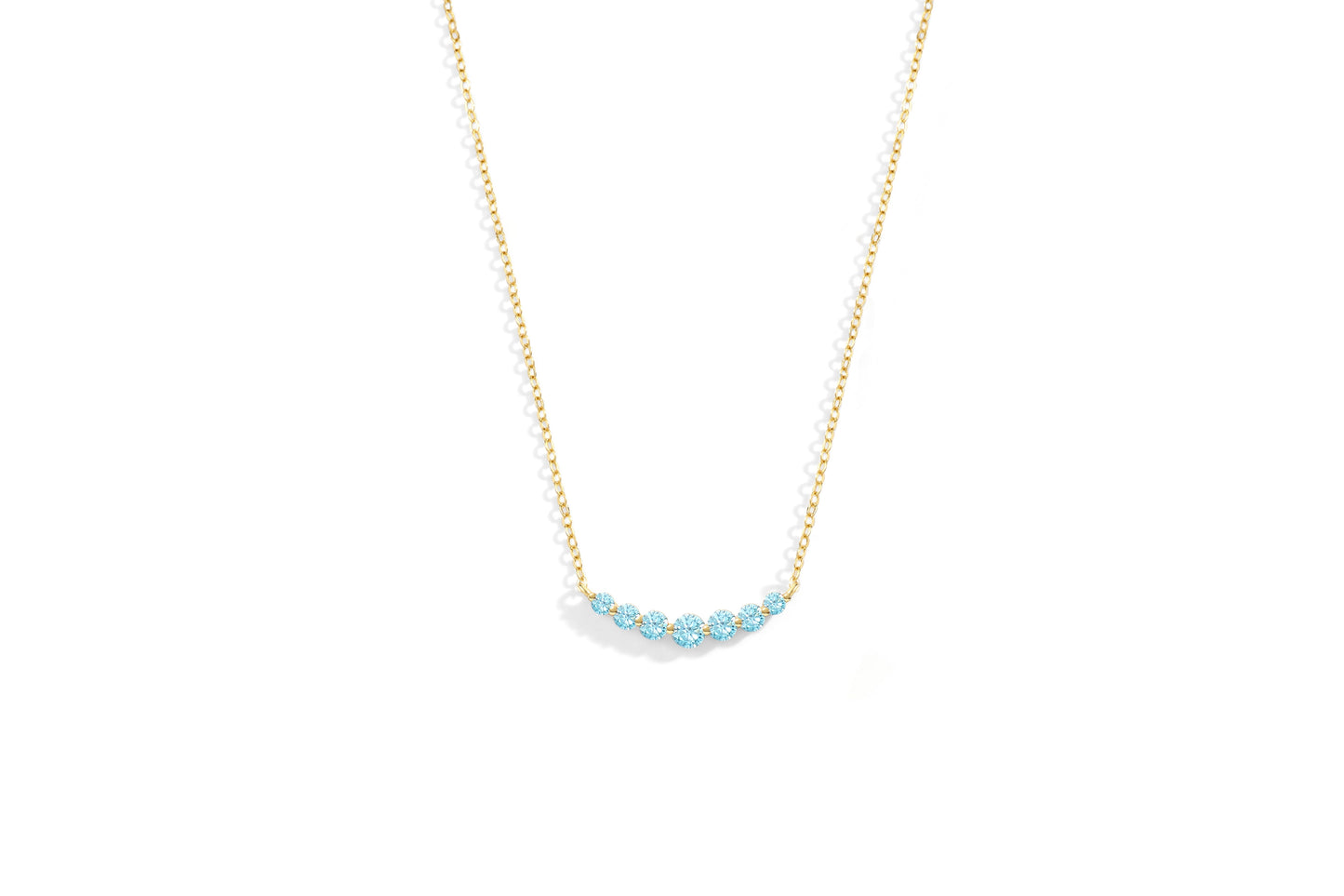 Birthstone Arc Necklace with March birthstone
