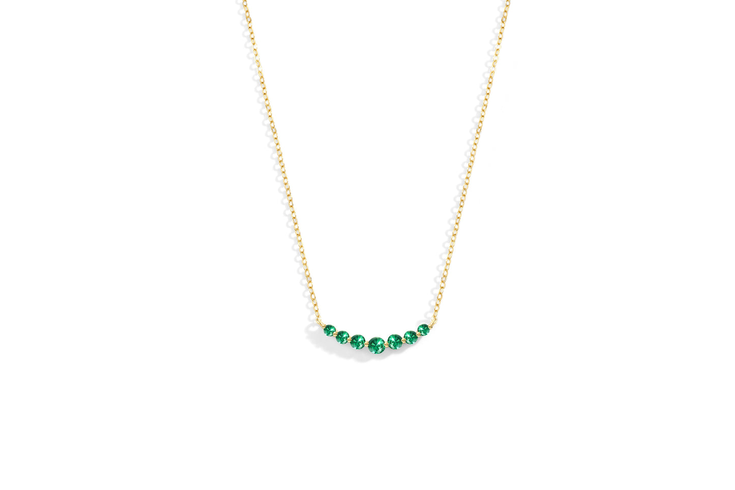 Birthstone Arc Necklace with May birthstone