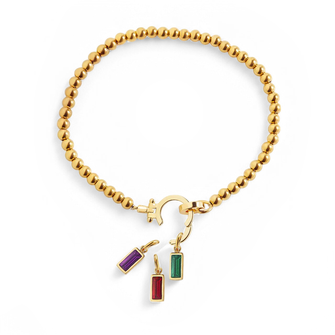 Minzfarbenes Perlen-Geburtsstein-Charm-Armband