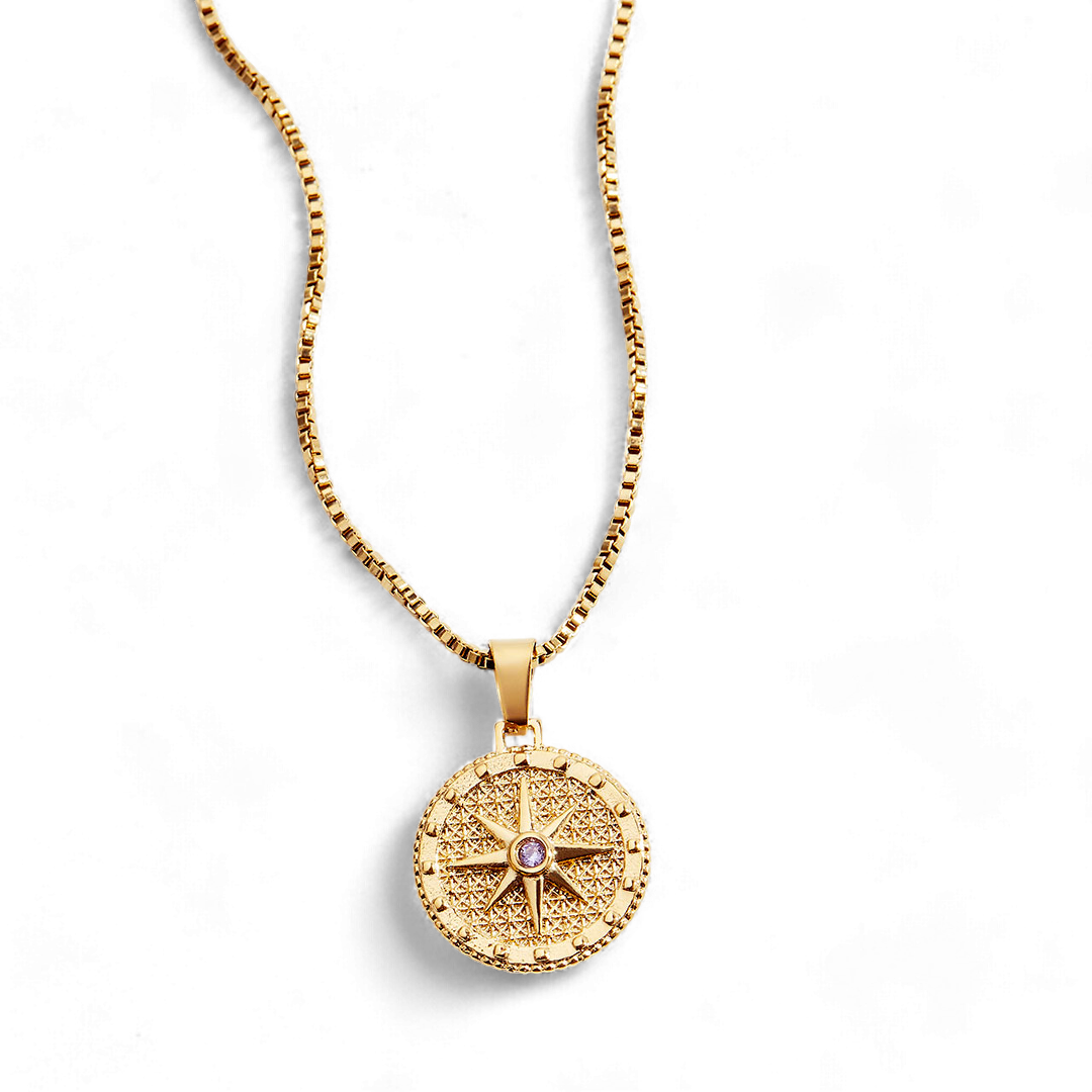 Birthstone Compass Pendant Necklace — Vanny Jewels
