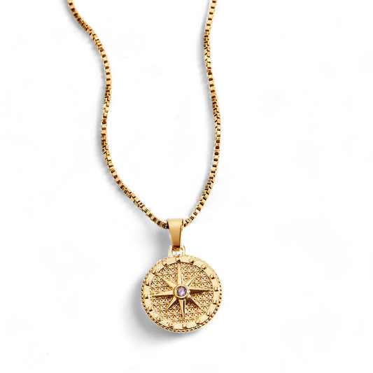 Birthstone Compass Pendant Necklace — Vanny Jewels