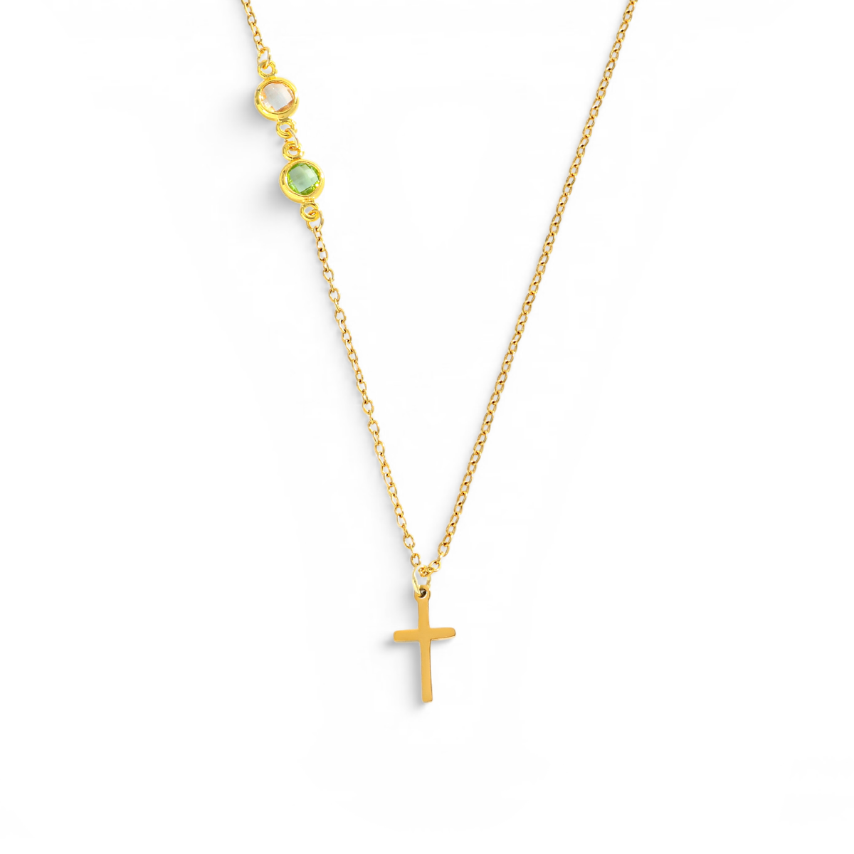 Birthstone Cross Necklace — Vanny Jewels