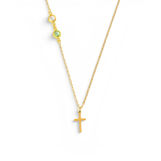 Birthstone Cross Necklace — Vanny Jewels