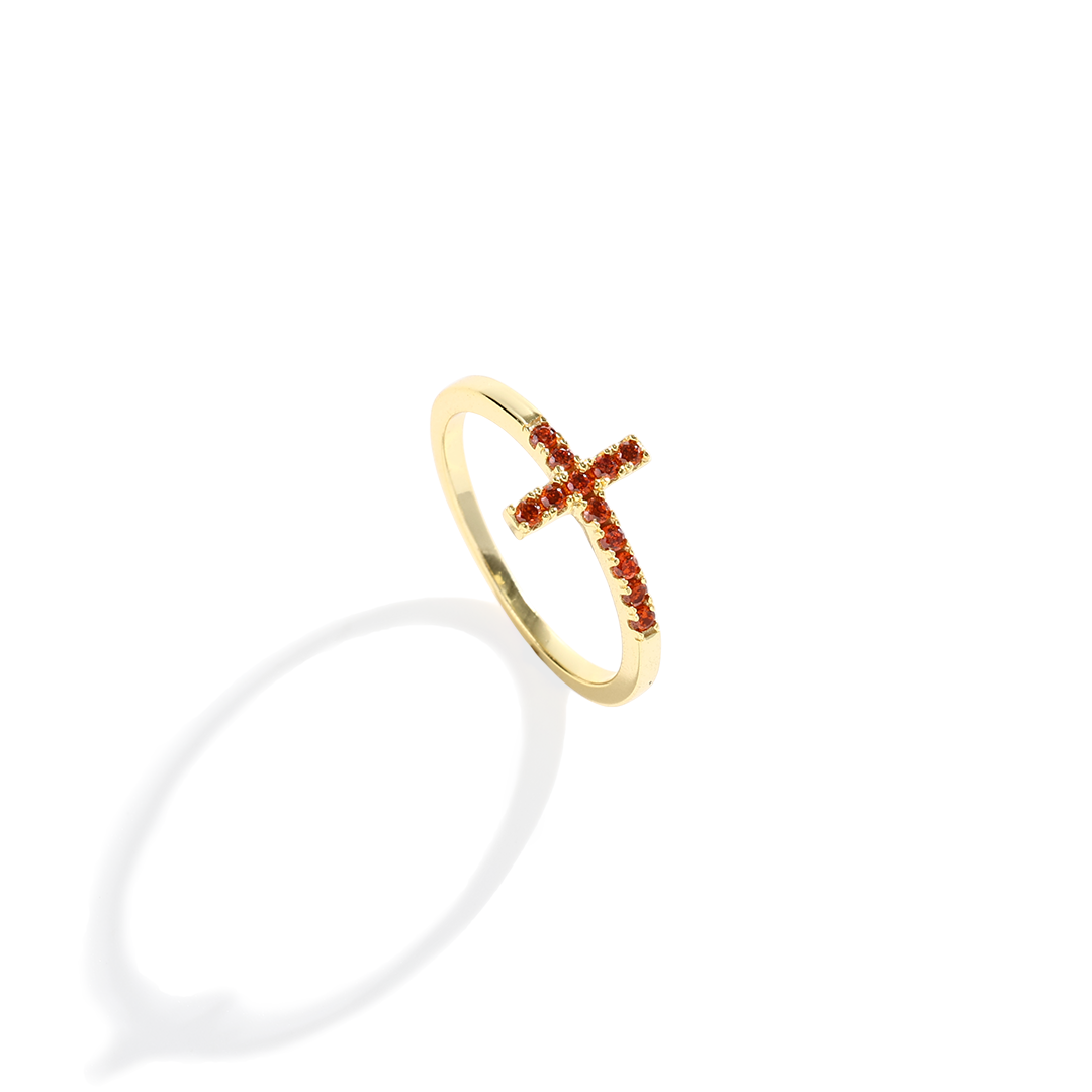 Birthstone Cross Ring — Vanny Jewels