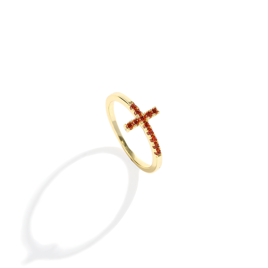 Birthstone Cross Ring — Vanny Jewels