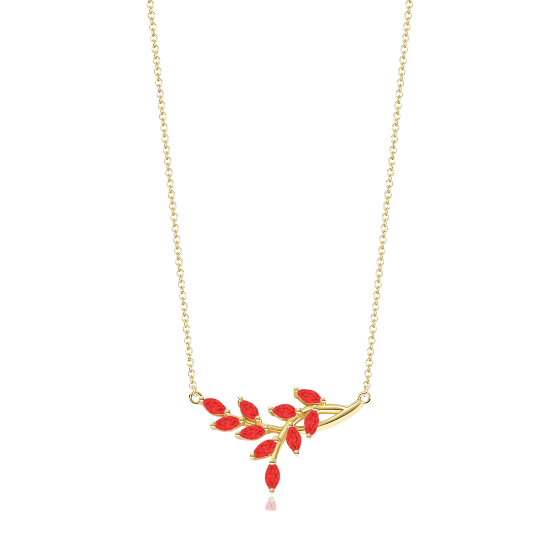 Collana pendente a foglia con pietra portafortuna