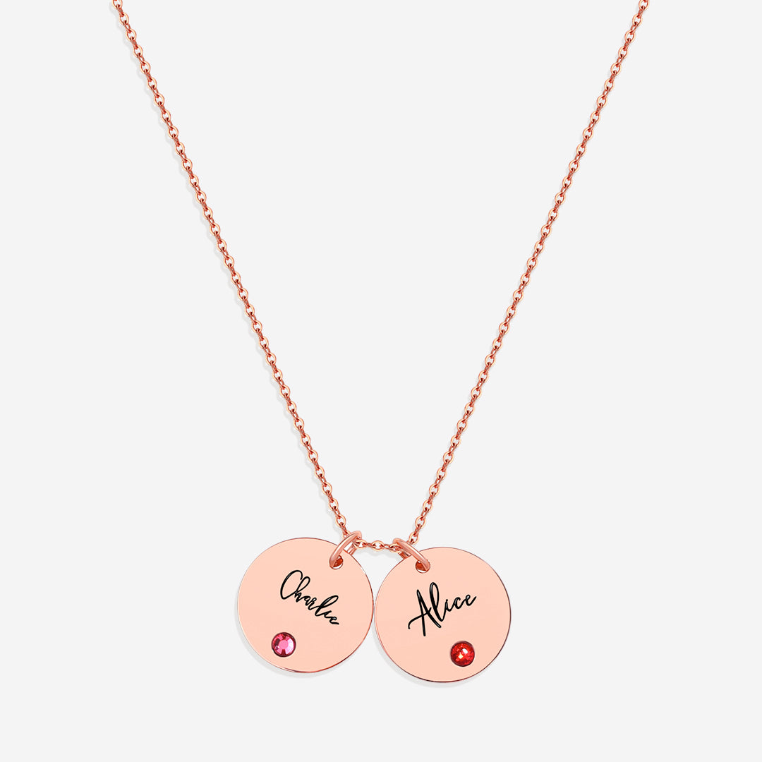 Collana con Nome Disco e Pietra Portafortuna