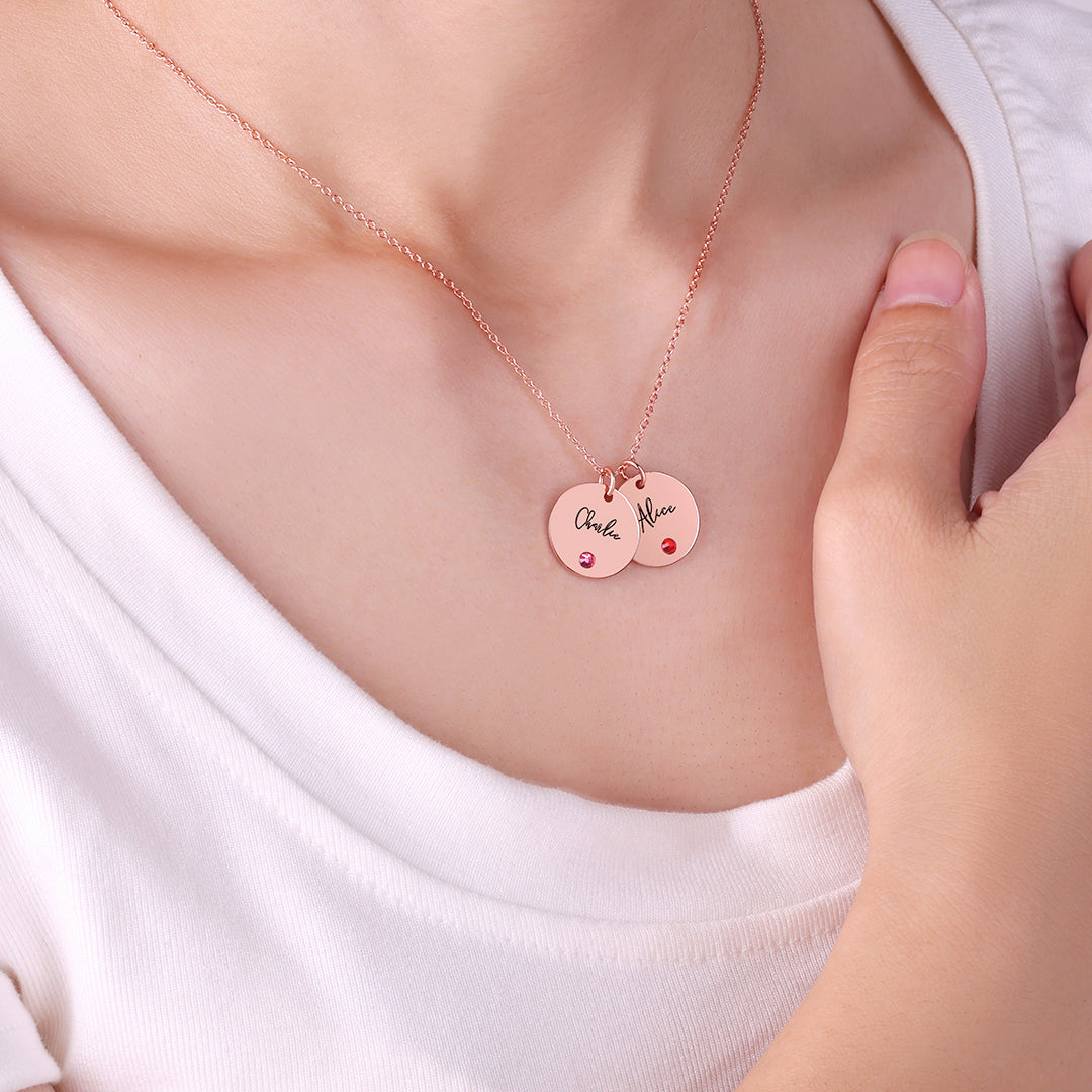 Collana con Nome Disco e Pietra Portafortuna
