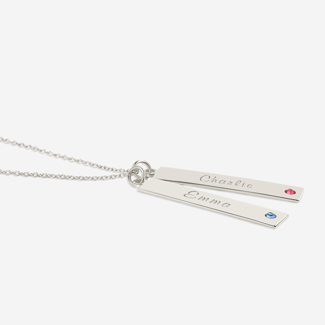 Birthstone Bar Necklace in 925 sterling silver