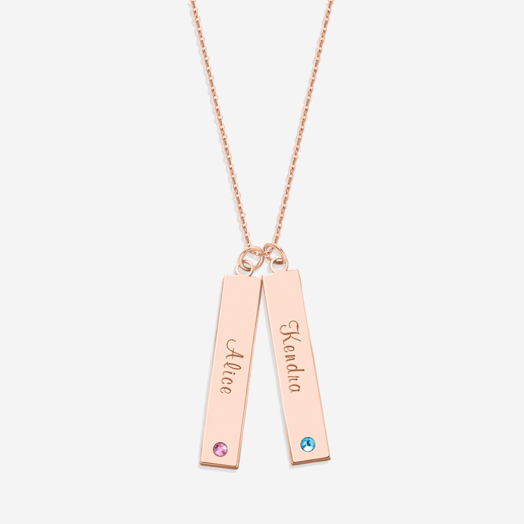 Birthstone Bar Necklace in rose gold tone