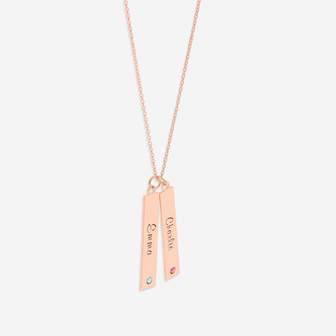Birthstone Bar Necklace in rose gold tone