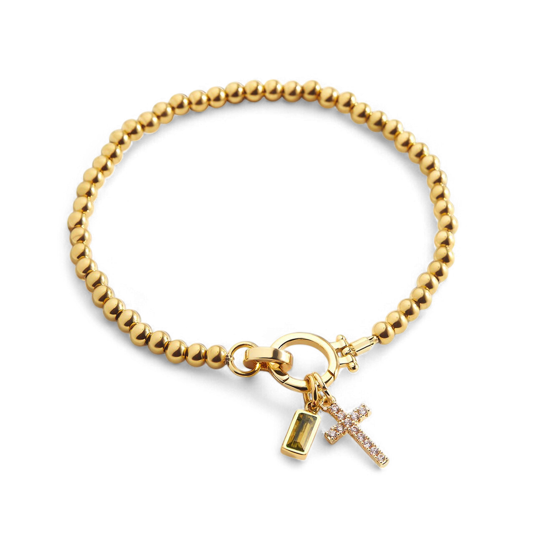 Cross Charm Birthstone Bracelet with November birthstone