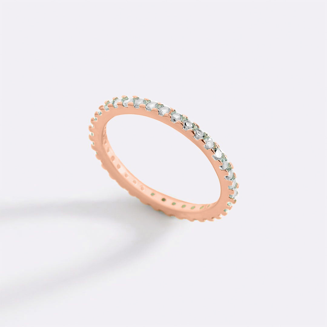 April Birthstone Eternity Stacking Ring in rose gold tone with April birthstone