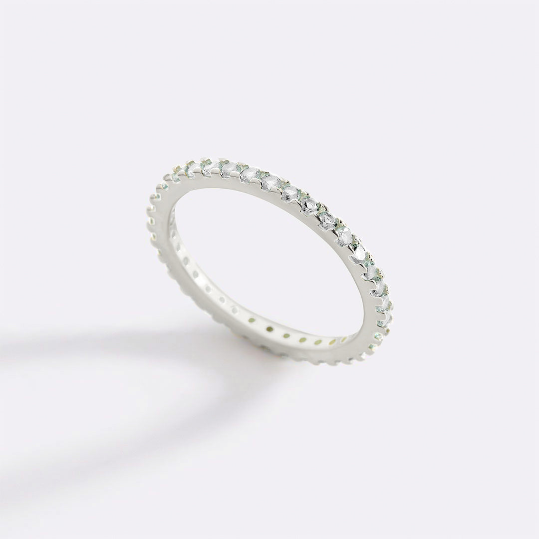 April Birthstone Eternity Stacking Ring in 925 sterling silver with April birthstone