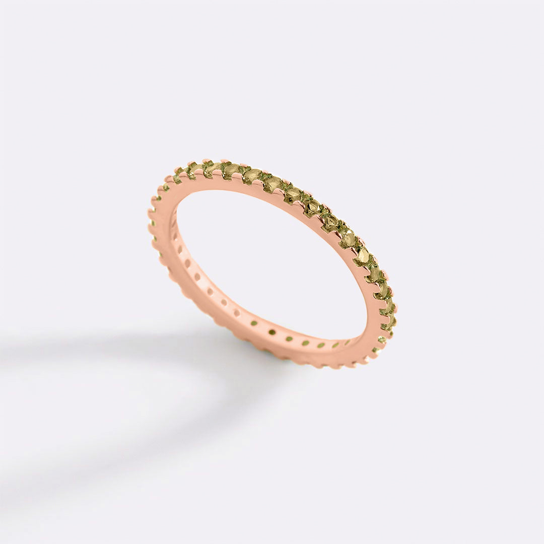 August Birthstone Eternity Stacking Ring in rose gold tone with August birthstone