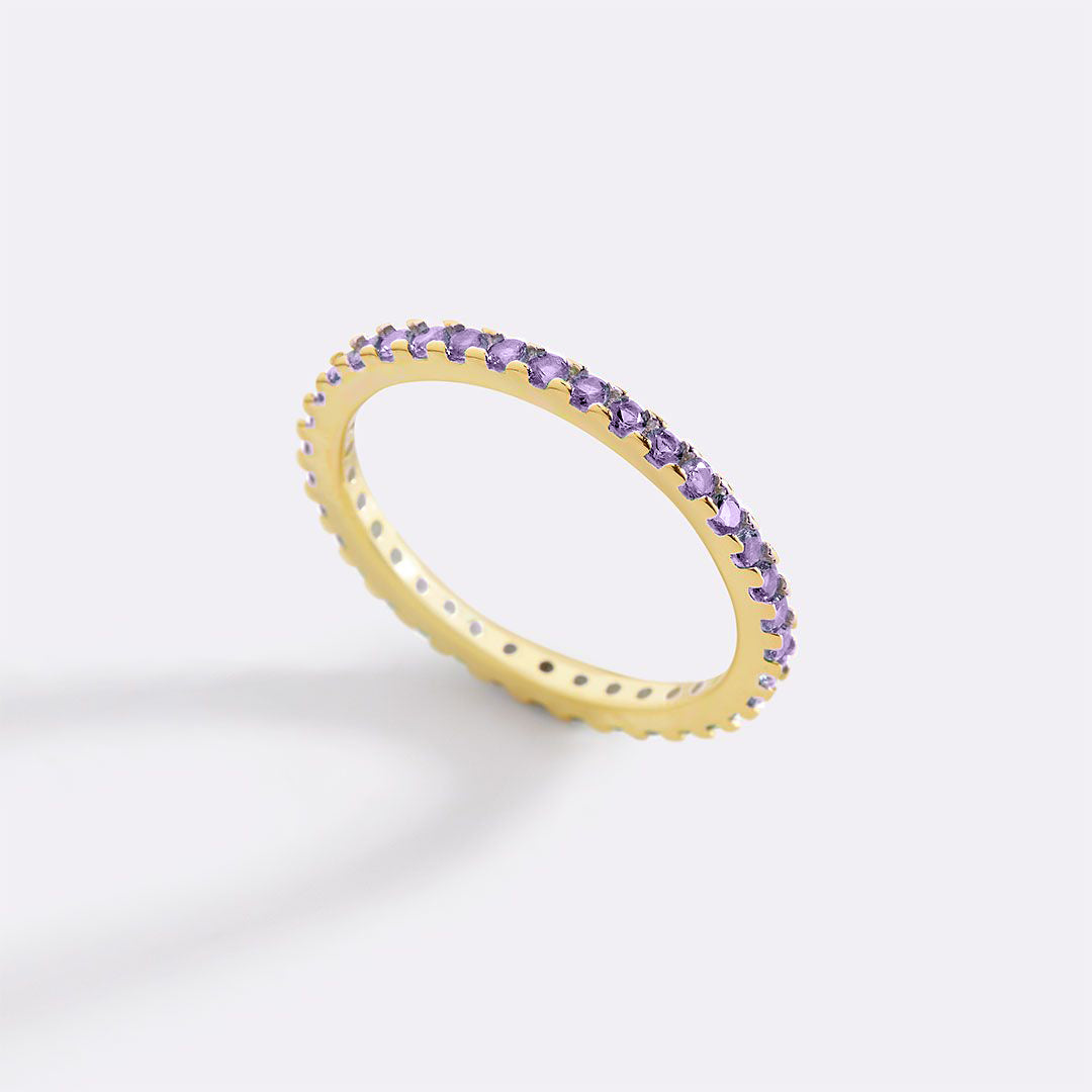 February Birthstone Eternity Stacking Ring with February birthstone