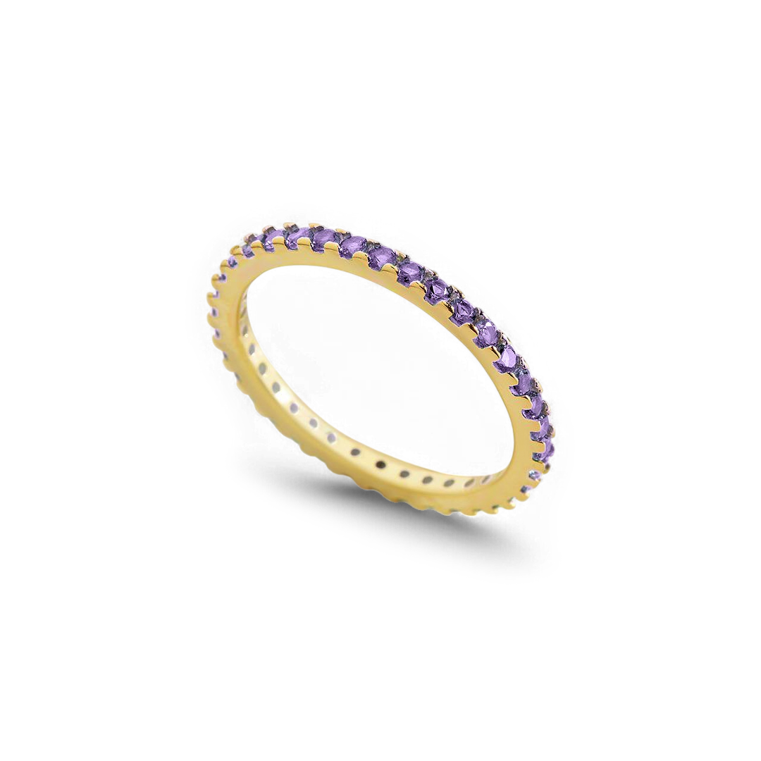 February Birthstone Eternity Stacking Ring with February birthstone
