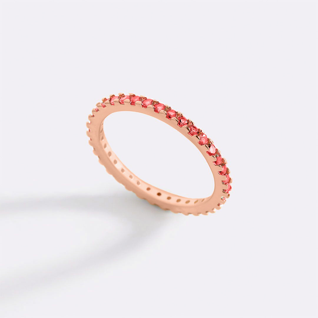 January Birthstone Eternity Stacking Ring in rose gold tone with January birthstone