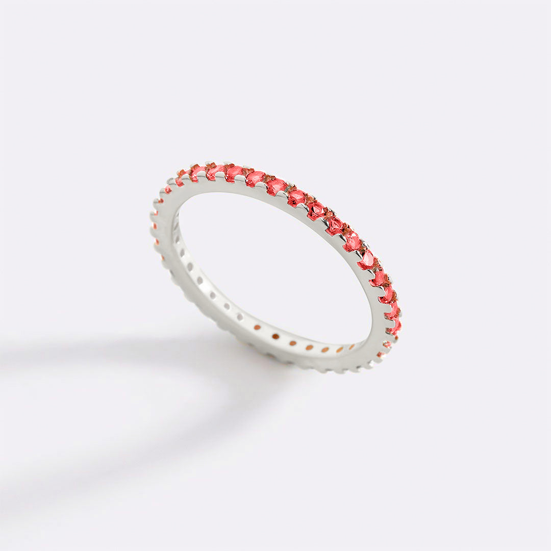 January Birthstone Eternity Stacking Ring in 925 sterling silver with January birthstone
