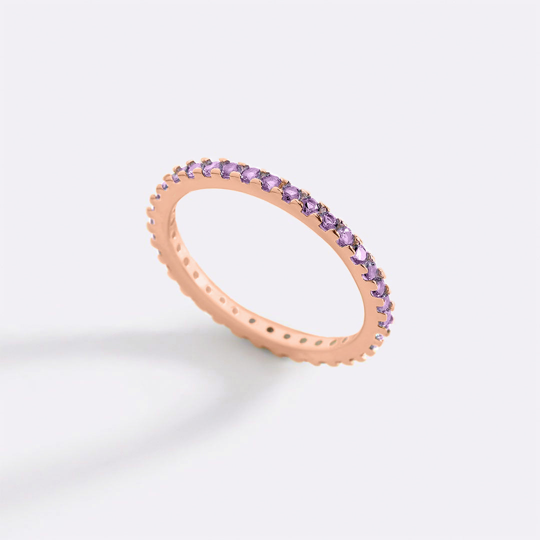 June Birthstone Eternity Stacking Ring in rose gold tone with June birthstone
