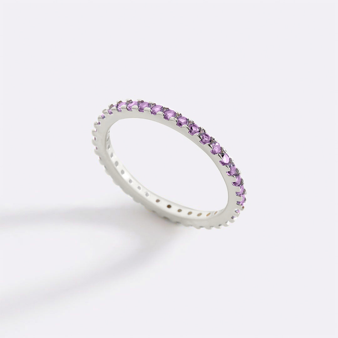 June Birthstone Eternity Stacking Ring in 925 sterling silver with June birthstone