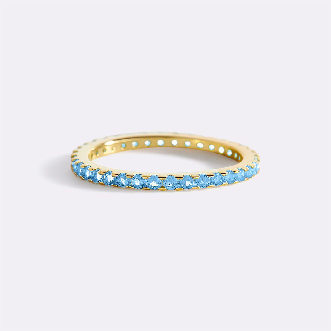March Birthstone Eternity Stacking Ring with March birthstone