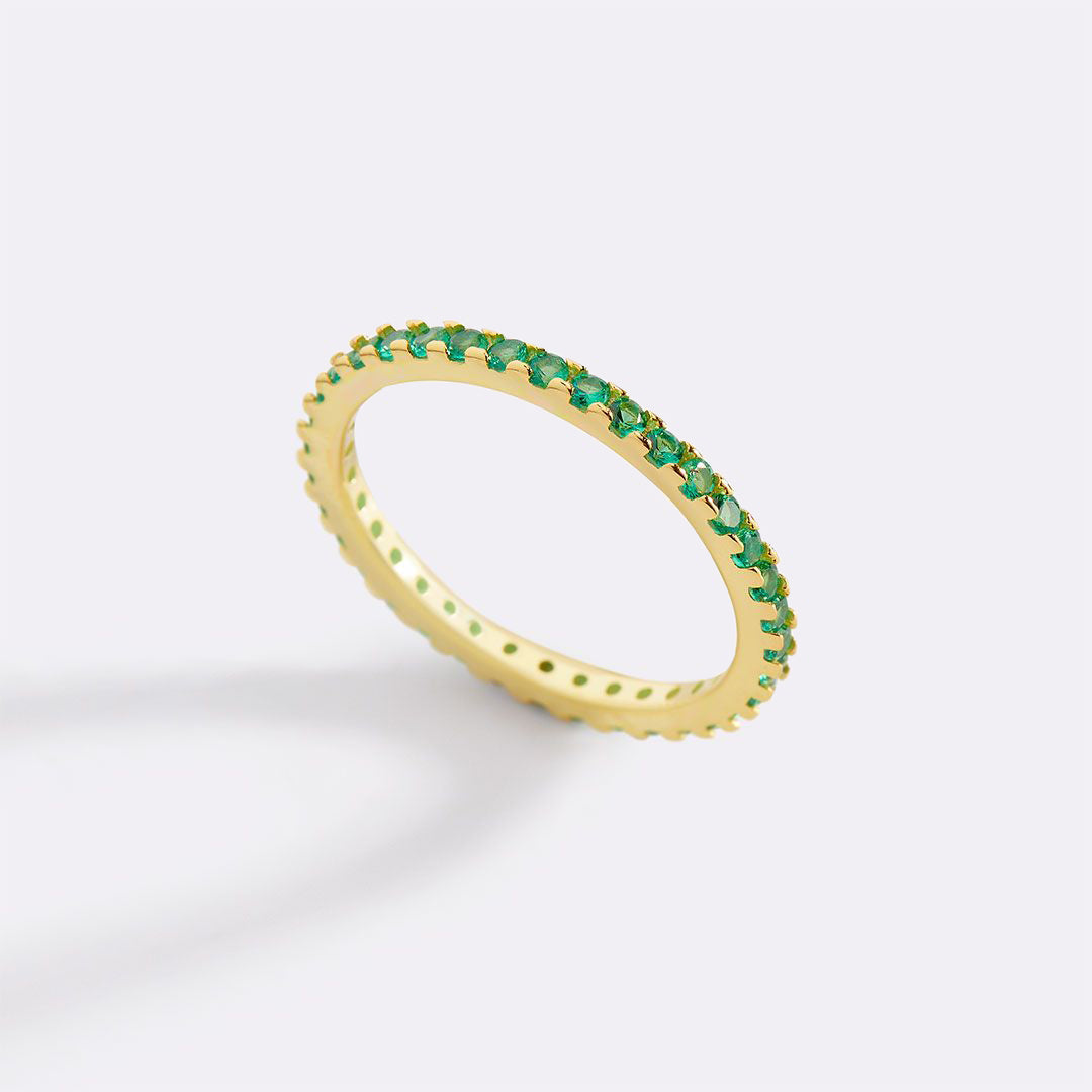 May Birthstone Eternity Stacking Ring with May birthstone