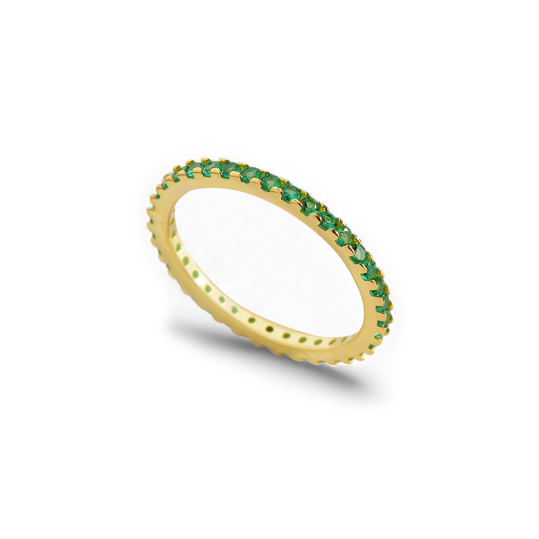 May Birthstone Eternity Stacking Ring with May birthstone